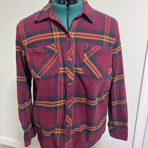 Natural Reflections Burgundy and Yellow Plaid Shirt